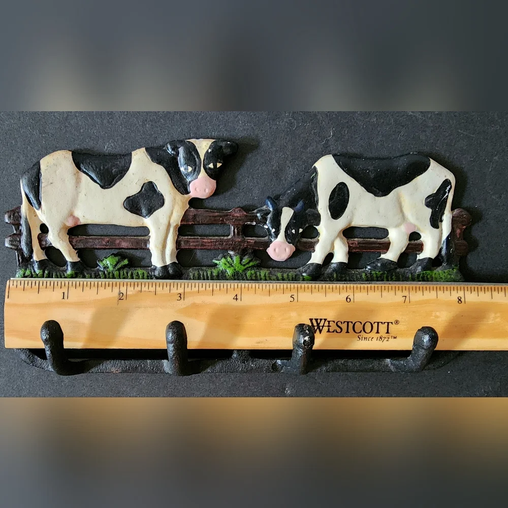 Cast Iron Handpainted Cow Wall Hook